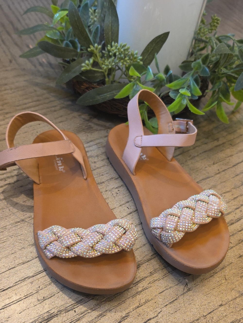Braided Bead Pink Sandals Size 13
